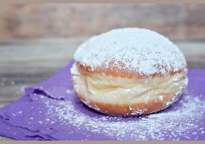 Pastry, sweets, fatty buns at the carnival
