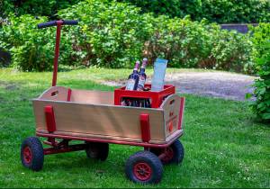 Handcart with beer for taking trips to the country on Father's Day
